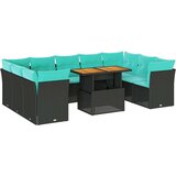  Vrtna garnitura - 10-dijelni set vrtnih sofa s jastucima crni od poliratana - Crna 1 | shoptok.hr