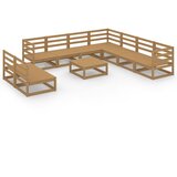 The Living Store Vrtna sedežna garnitura 10-delna medeno rjava trdna borovina - Vrtna Sedežna Garnitura, (21449370) | Shoptok.si