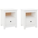 Furnova Nočna omarica 2 kosa bela 40x35x49 cm trdna borovina, (21926299) | Shoptok.si