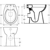 vidaXL Toaletna školjka bez ruba 7 cm viša keramička bijela | shoptok.hr