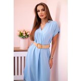 Kesi Włoski Dress with a decorative belt blue | Shoptok.si