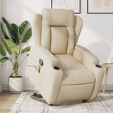  The Living Store Masažni naslanjač s funkcijo vstajanja krem blago - Dvižni Masažni Naslanjač, (21501966) | Shoptok.si