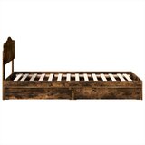  Krevet s od storage s uzglavljem Dimljeni hrast 90 x 200 cm | shoptok.hr