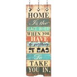  Zidna vješalica za kapute sa 6 kuka "HOME IS" 120 x 40 cm | shoptok.hr