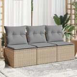 Maison Chic Vrtni kavč - Zunanji kavč z blazinami 3-sedežni bež poli ratan, (22041075) | Shoptok.si