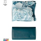 PRINC LEATHER Ženski poklon set ešarpa i novčanik, Petrolej Cene