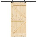 vidaXL Klizna vrata s priborom za montažu 95 x 210 cm masivna borovina | shoptok.hr
