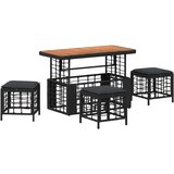  Vrtni set za objed 4 pcs Crna i Siva Poli Ratan i Drvo Akacije | shoptok.hr