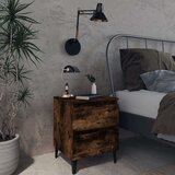  Nočna omarica s kovinskimi nogami 2 kosa dim. hrast 40x35x50 cm, (20623898) | Shoptok.si