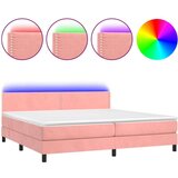  Box spring postelja z vzmetnico LED roza 200x200 cm žamet, (20899156) | Shoptok.si