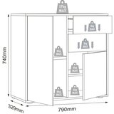 MID.YOU Komoda Salia B80, Bela, Barva Hrasta | Shoptok.si