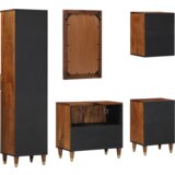 vidaXL Set kupaonskog namještaja od 5 komada Čvrsto drvo manga, Ormar za umivaonik 62x33x58 cm Čvrsto drvo manga, Ogledalo 50x70x3 cm Čvrsto drvo manga, Sideboard 38x33x160 cm Čvrsto drvo manga, Kupaonski ormar 38x33x58 cm Čvrsto drvo manga, Ormar za kupaonicu 38x33x48 cm Čvrsto drvo manga | shoptok.hr