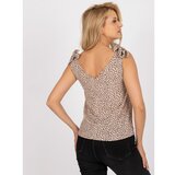 Fashion Hunters Airy, beige top with the RUE PARIS print Slike
