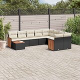 vidaXL 10-dijelni set vrtnih sofa s jastucima crni od poliratana | shoptok.hr