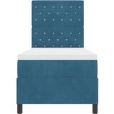 vidaXL Box Spring postelja z vzmetnico in LED temno modra 80x200 cm žamet | Shoptok.si