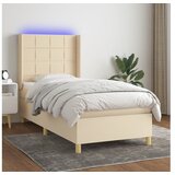 vidaXL Box spring postelja z vzmetnico LED krem 90x190 cm bl | Shoptok.si