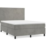 vidaXL Box spring postelja z vzmetnico svetlo siva 140x200 cm žamet, (20846881) Cene