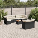 vidaXL 10-dijelni set vrtnih sofa s jastucima crni od poliratana | shoptok.hr