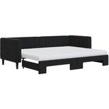  The Living Store Izvlečna dnevna postelja z vzmetnicami črna 80x200 cm žamet - Izvlečna Dnevna Postelja, (21492075) | Shoptok.si