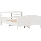 vidaXL Posteljni okvir z vzglavjem bel 150x200 cm trdna borovina, (21303928) | Shoptok.si