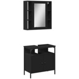  2-dijelni set kupaonskog namještaja crni od konstruiranog drva | shoptok.hr