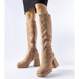 Gemre Beige warm boots on a massive heel Fantino | Shoptok.si