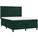  box spring s madracem LED tamnozeleni 140x190 cm baršun | shoptok.hr