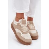 Boto Women's Platform Sneakers with Sheepskin Beige Frelina u