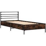  The Living Store Posteljni okvir dimljeni hrast 90x190 cm inž. les in kovina - Posteljni Okvir, (21500913) | Shoptok.si