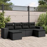 vidaXL 6-dijelni set vrtnih sofa s jastucima crni od poliratana | shoptok.hr