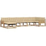 vidaXL Zunanja garnitura za sedenje z blazino 7 pcs Bela in bež, (5000281322) | Shoptok.si
