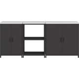 vidaXL Set za kuhinjsku pohranu s policom Ostalo s pohranom s vratima 3 pcs Crna 210 x 50 x 92 cm | shoptok.hr