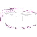  Kava Stol Bijelo 100 x 100 x 45 cm Čvrsto borovo drvo | shoptok.hr