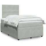 vidaXL Box spring postelja z vzmetnico svetlo siva 120x190 cm žamet | Shoptok.si