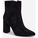 Boto Insulated women's ankle boots with heel made of eco suede black Pralina | Shoptok.si