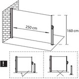  Aw0001 bočna tenda 250 x 160 cm tamno siva | shoptok.hr