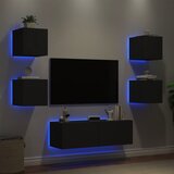  The Living Store Stenske TV omarice z LED lučkami 5 kosov črna - Stenska TV Omarica, (21499068) Cene
