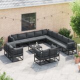  Sjedeća garnitura za vrt 13 pcs Crna 353 x 353 x 71 cm Aluminij | shoptok.hr