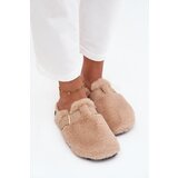 Boto Furry Women's Platform Slides with Strap and Buckle Beige Noraline | Shoptok.si