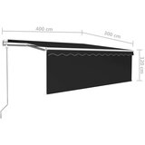 vidaXL Avtomatsko zložljiva tenda s senčilom 4x3 m antracitna | Shoptok.si