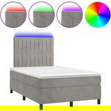  Box spring postelja z vzmetnico LED svetlo siva 120x200cm žamet, (20790442) | Shoptok.si