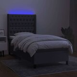  Box spring postelja z vzmetnico LED temno siva 90x200 cm blago, (20789763) | Shoptok.si