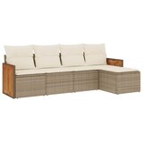  5-dijelni vrtni set sofa s jastucima bež od poliratana | shoptok.hr