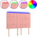  LED uzglavlje ružičasto 144x5x118/128 cm baršunasto | Eponuda.com