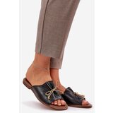 Boto Leather Flat Elegant Slippers With Bow Lewski 3572 Black | shoptok.hr