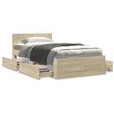  Okvir za krevet s uzglavljem boja hrasta 100x200 cm drveni | shoptok.hr