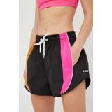 P.E Nation Kratke hlače za trčanje Running Track za žene, boja: crna, s uzorkom, srednje visoki struk