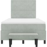 vidaXL Krevet s kutijom s madracem i klupom Svjetlosiva 120x190 cm Baršun | shoptok.hr