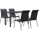  5-dijelni vrtni blagovaonski set crni od čelika i tekstilena Crna Dužina stola 80 cm | shoptok.hr