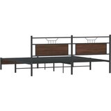 Metalni Kovinski posteljni okvir brez vzmetnice rjavi hrast 200x200 cm, (21829690) | Shoptok.si